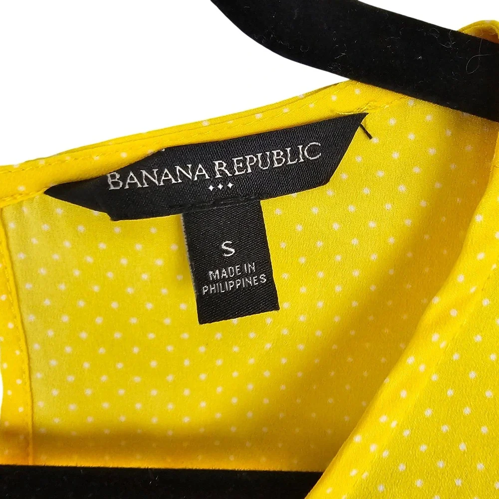 Banana Republic Yellow Polka Dot Puff Sleeve‎ Blouse Women's Small Top